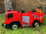 Fire Engine 12V Electric Ride On Truck with replica fire fighting accessories - Red