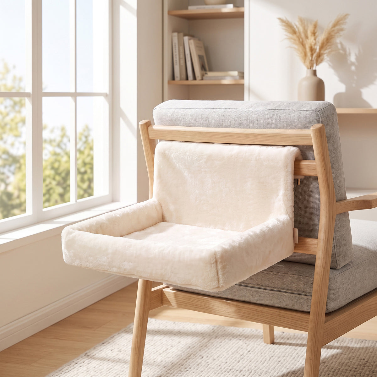 PawHut Cat Radiator Bed, Hanging Warm Hammock w/ Foldable Metal Frame, Removable Washable Cover, Cream
