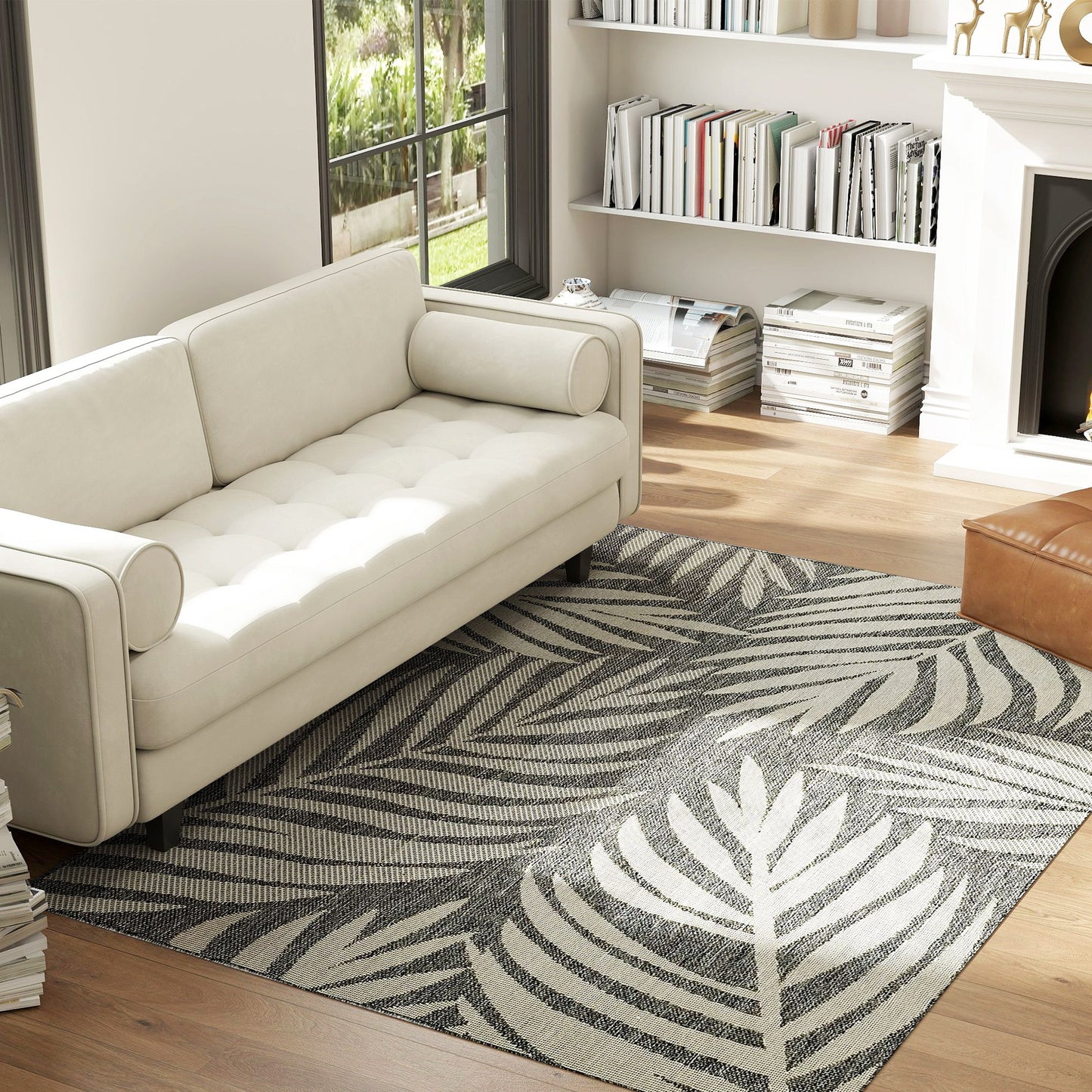 HOMCOM UV Resistant Indoor & Outdoor Area Rug, Easy-Cleaning Machine Washable Rug for Patio, Garden, Kitchen, Bathroom or Living Room, 230 x 160 cm, Grey