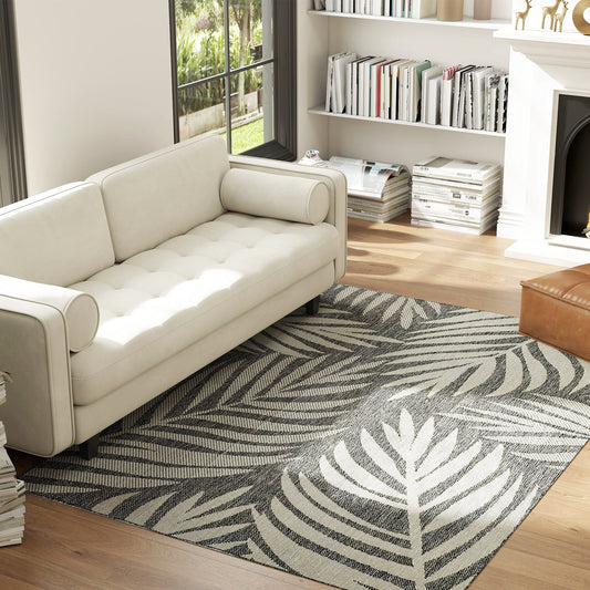 HOMCOM UV Resistant Indoor & Outdoor Area Rug, Easy-Cleaning Machine Washable Rug for Patio, Garden, Kitchen, Bathroom or Living Room, 230 x 160 cm, Grey