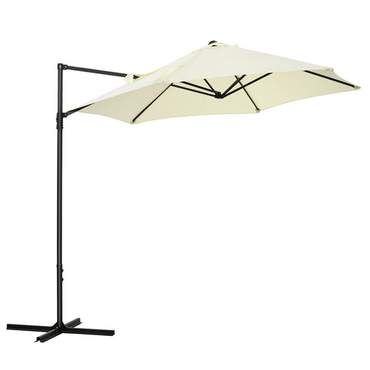 Outsunny 2.5M Garden Cantilever Parasol, Offset Roma Patio Umbrella Hanging Sun Shade Canopy Shelter with 360Â° Rotation and Cross Base, Beige