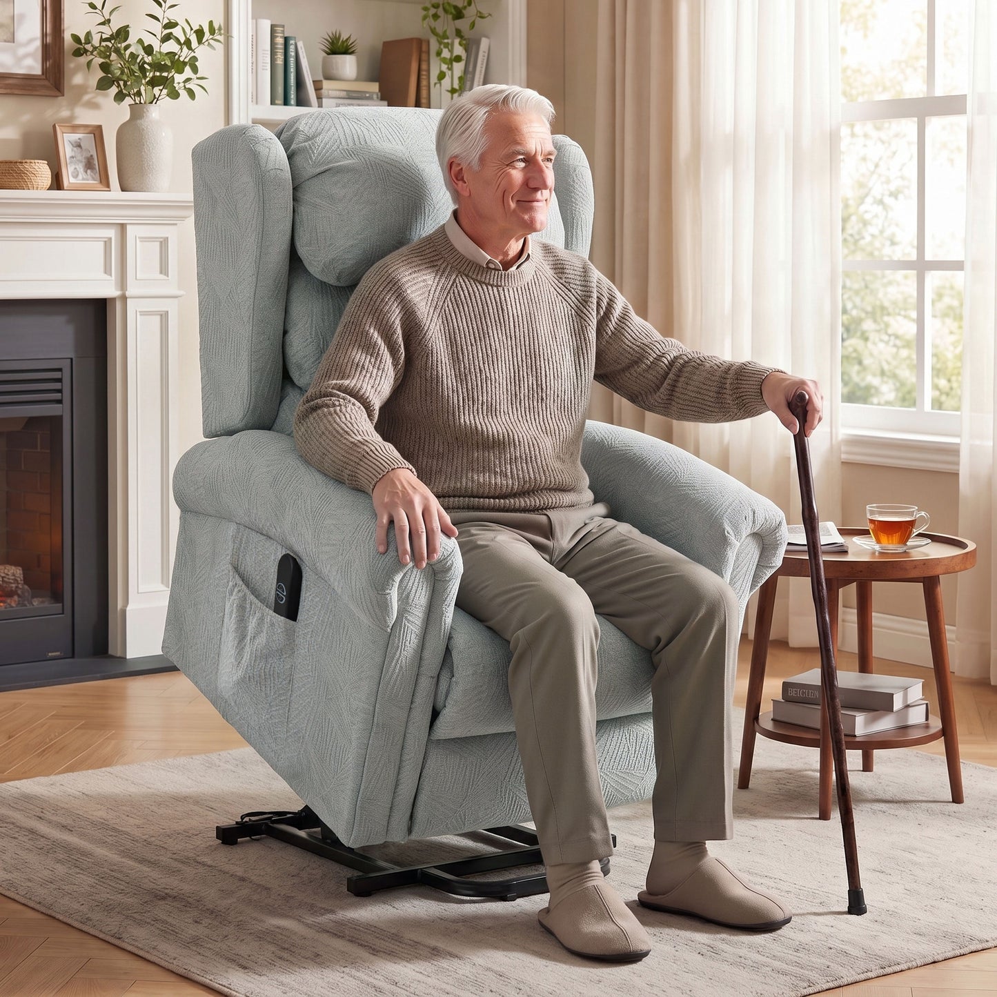 HOMCOM Velvet-Feel Electric Riser Recliner Chair - Grey
