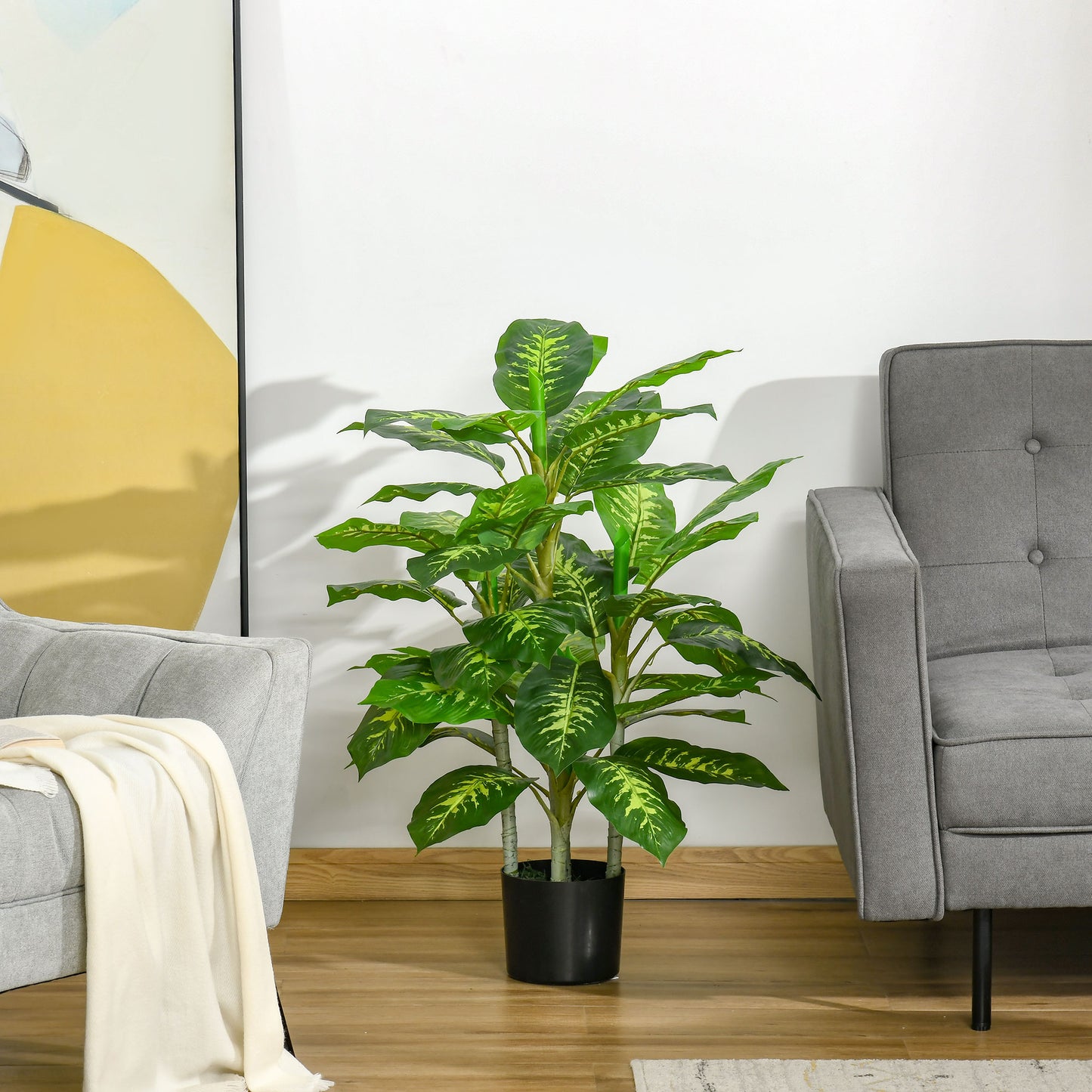 HOMCOM 2 PCs Artificial Evergreen Tree Fake Decorative Plant in Nursery Pot for Indoor Outdoor DÃ©cor, Green