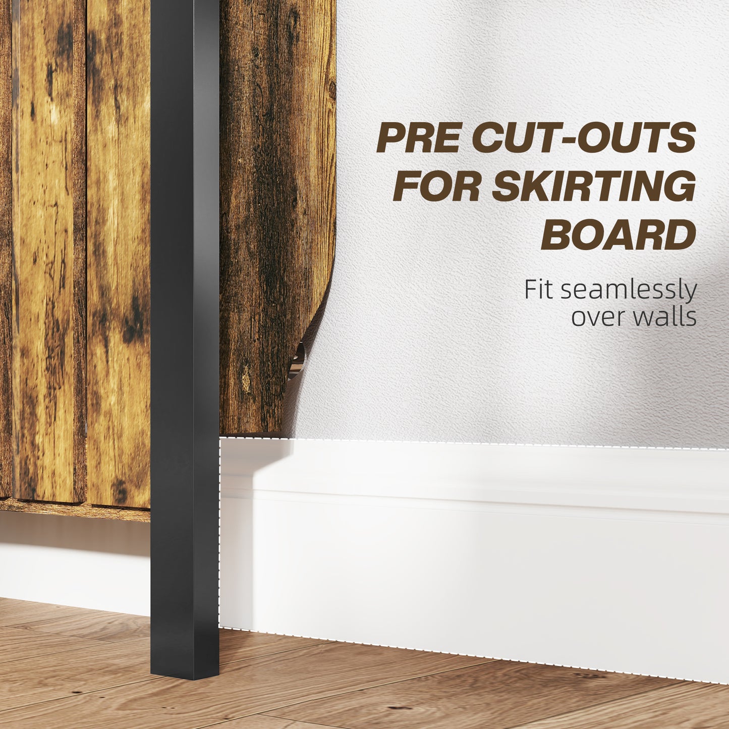 HOMCOM 93 x 88.5cm Rustic-Look Radiator Cover - Brown/Black