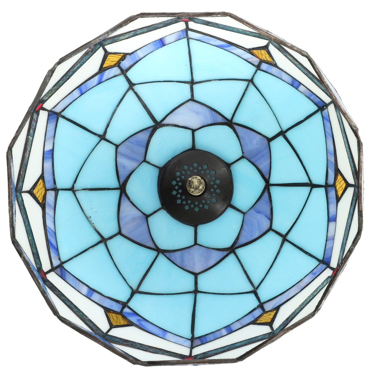 HOMCOM Tiffany Stained Glass Table Lamp, Handmade Antique Bedside Lamp, Decorative Night Light