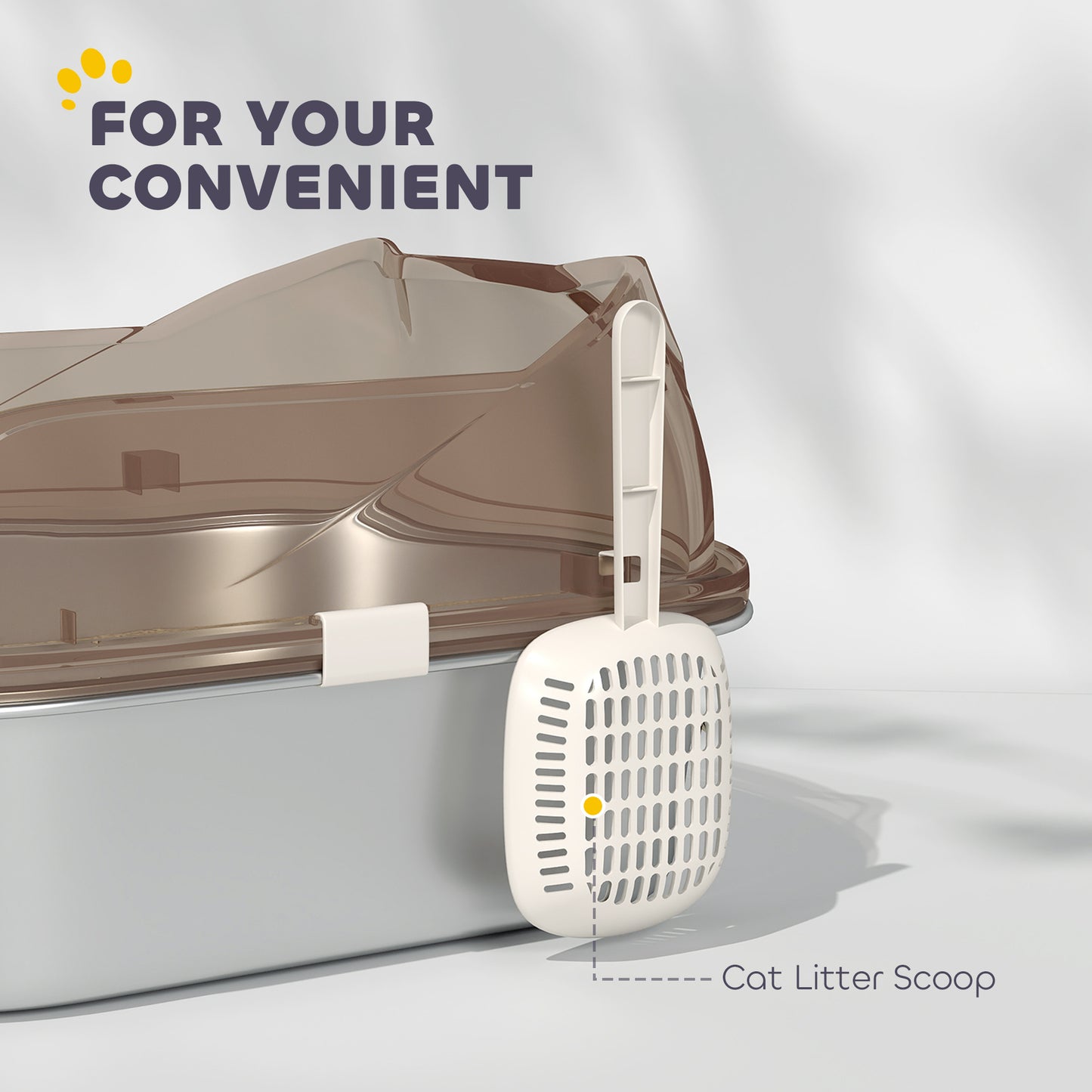 PawHut Stainless Steel Litter Box with Lid, High Wall Sided Enclosure, Pedal, Scoop, Non-Sticky, Anti-Leakage, Easy Cleaning