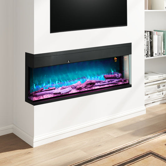 HOMCOM 1800W 15-40â„ƒ Adjustable Flame Glass Panel Convector Heater, 127cm