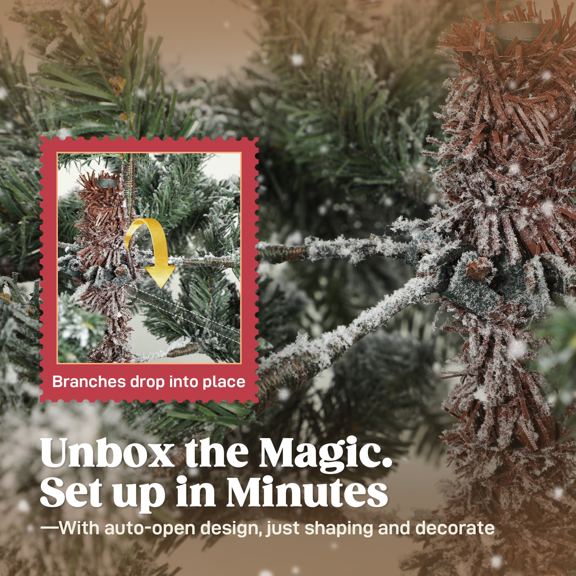 HOMCOM 7ft Super Flocked Christmas Tree - Green/White