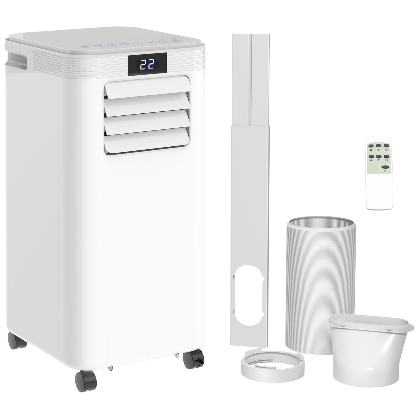 HOMCOM 8000 BTU Air Conditioning Unit, 3-in-1 Portable Air Conditioner, Dehumidifier, Cooling Fan with Remote Control, Digital Display, 2 Speeds, 24H Timer, Window Venting Kit, 18mÂ² Default Title