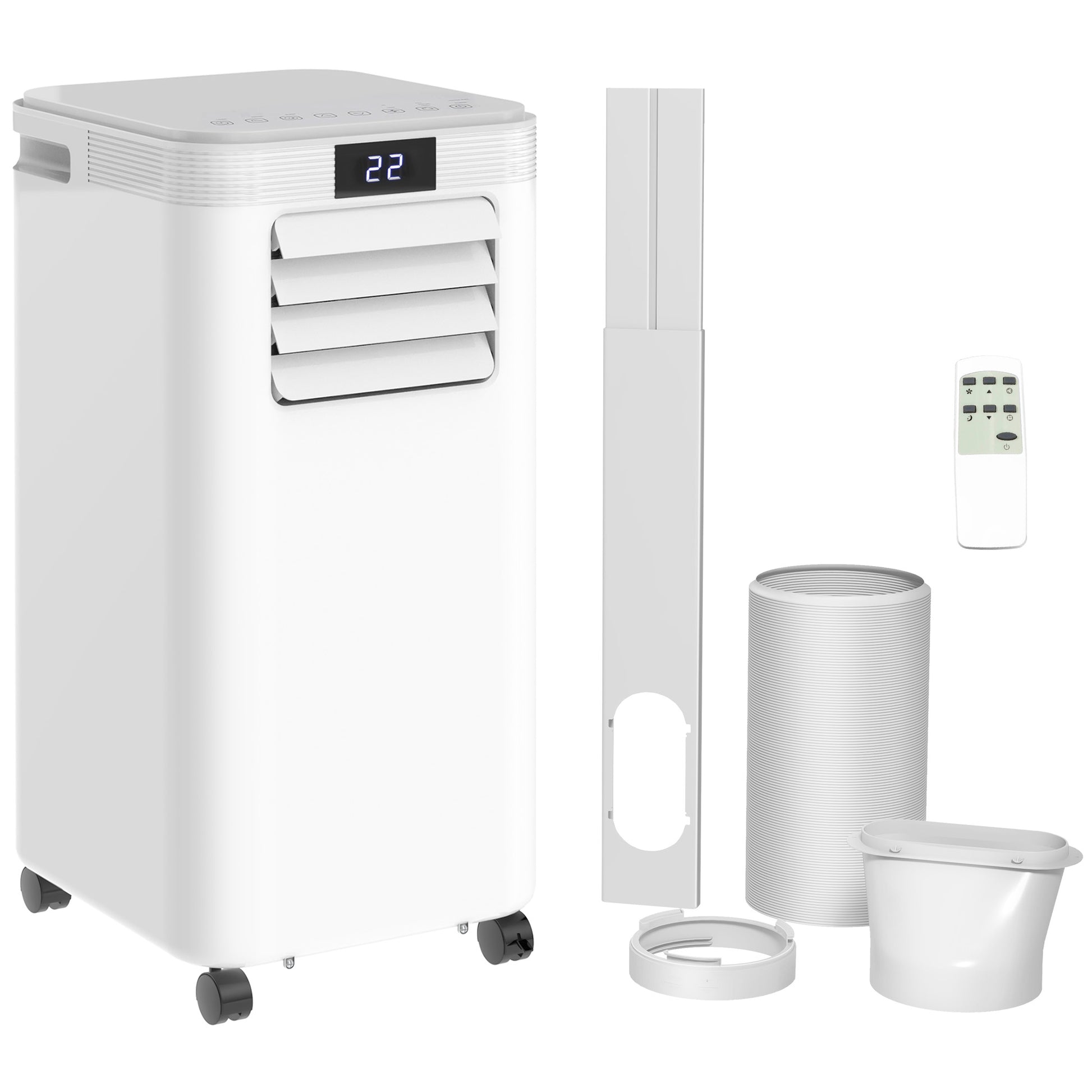 HOMCOM 8000 BTU Air Conditioning Unit, 3-in-1 Portable Air Conditioner, Dehumidifier, Cooling Fan with Remote Control, Digital Display, 2 Speeds, 24H Timer, Window Venting Kit, 18mÂ² Default Title