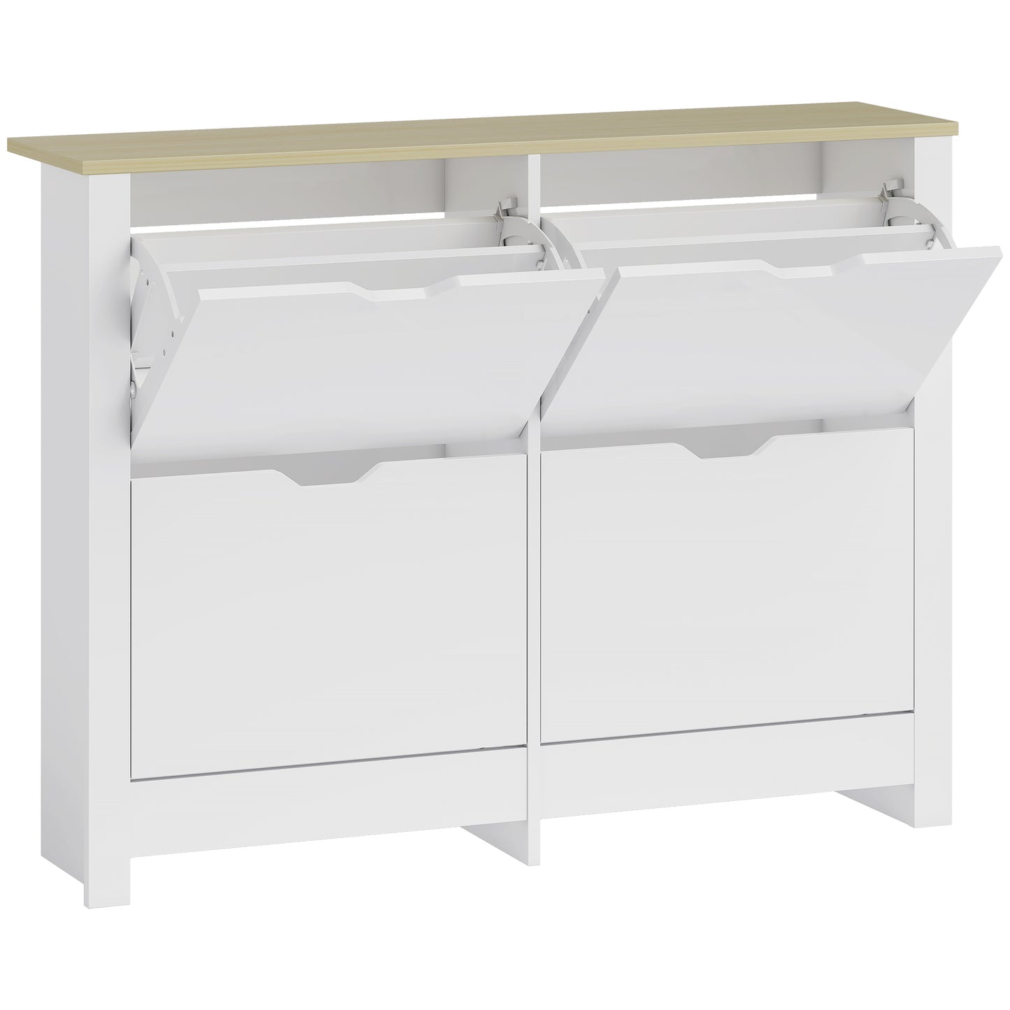 HOMCOM Slim Shoe Cabinet, Narrow Shoe Cupboard with 4 Flip Drawers, Adjustable Shelves for 16 Pairs of Shoes, White Default Title