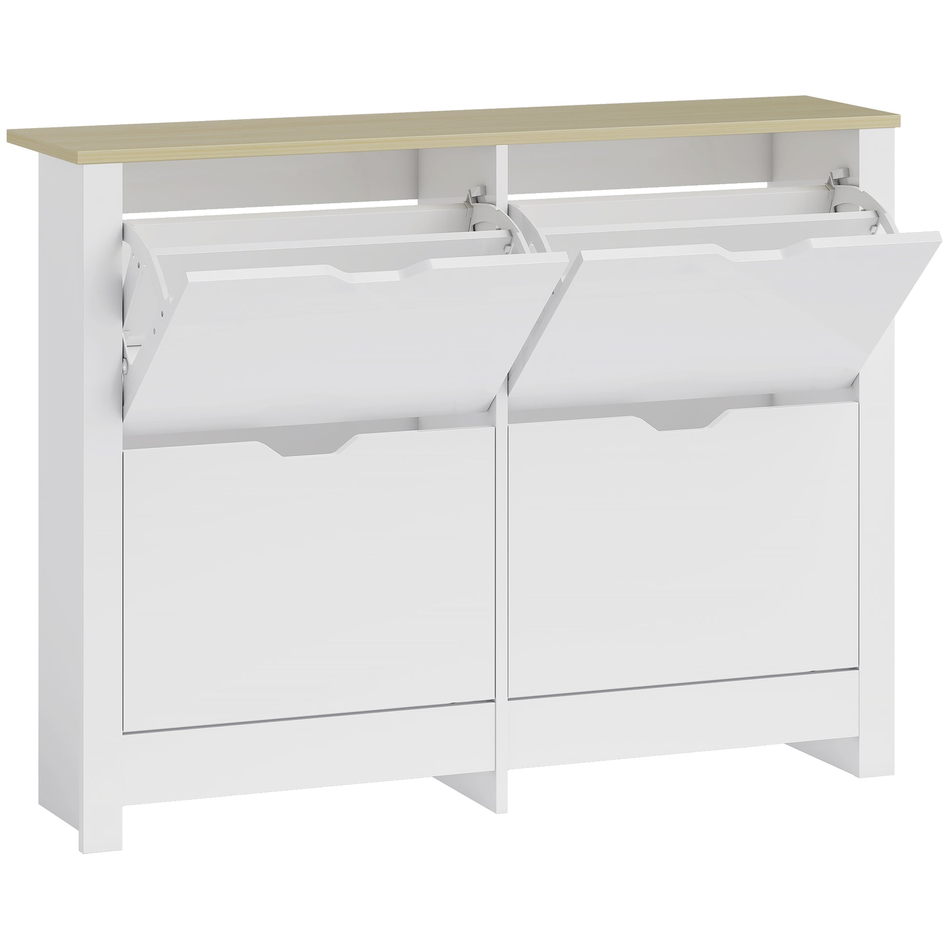 HOMCOM Slim Shoe Cabinet, Narrow Shoe Cupboard with 4 Flip Drawers, Adjustable Shelves for 16 Pairs of Shoes, White Default Title
