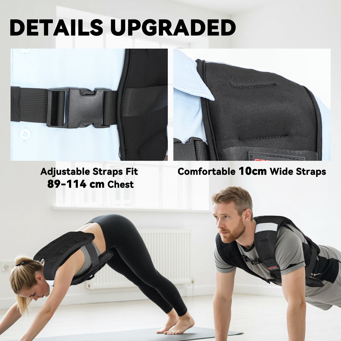 SPORTNOW Weighted Vest, 8 kg Weight Vest with Adjustable Straps, Reflective Strips, Black