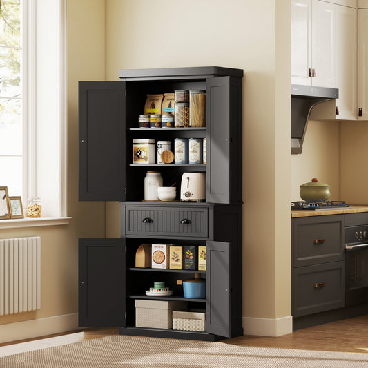 HOMCOM Freestanding Multi-Storage Kitchen Cabinet - Black