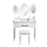 Foldable 3 Mirrors with 7 Drawers Dressing Table - White