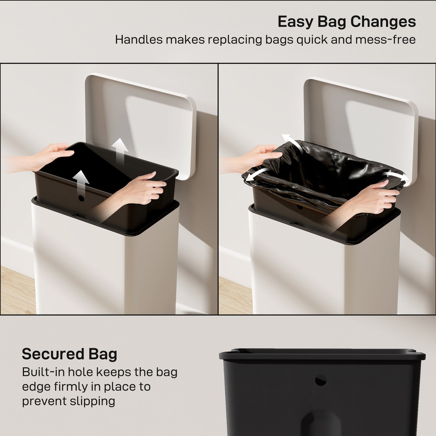 HOMCOM 20L Kitchen Bin with Soft-Close Lid and Stay-Open Function, Pedal Bin with Removable Inner Bucket for Kitchen, Office, Home, Cream