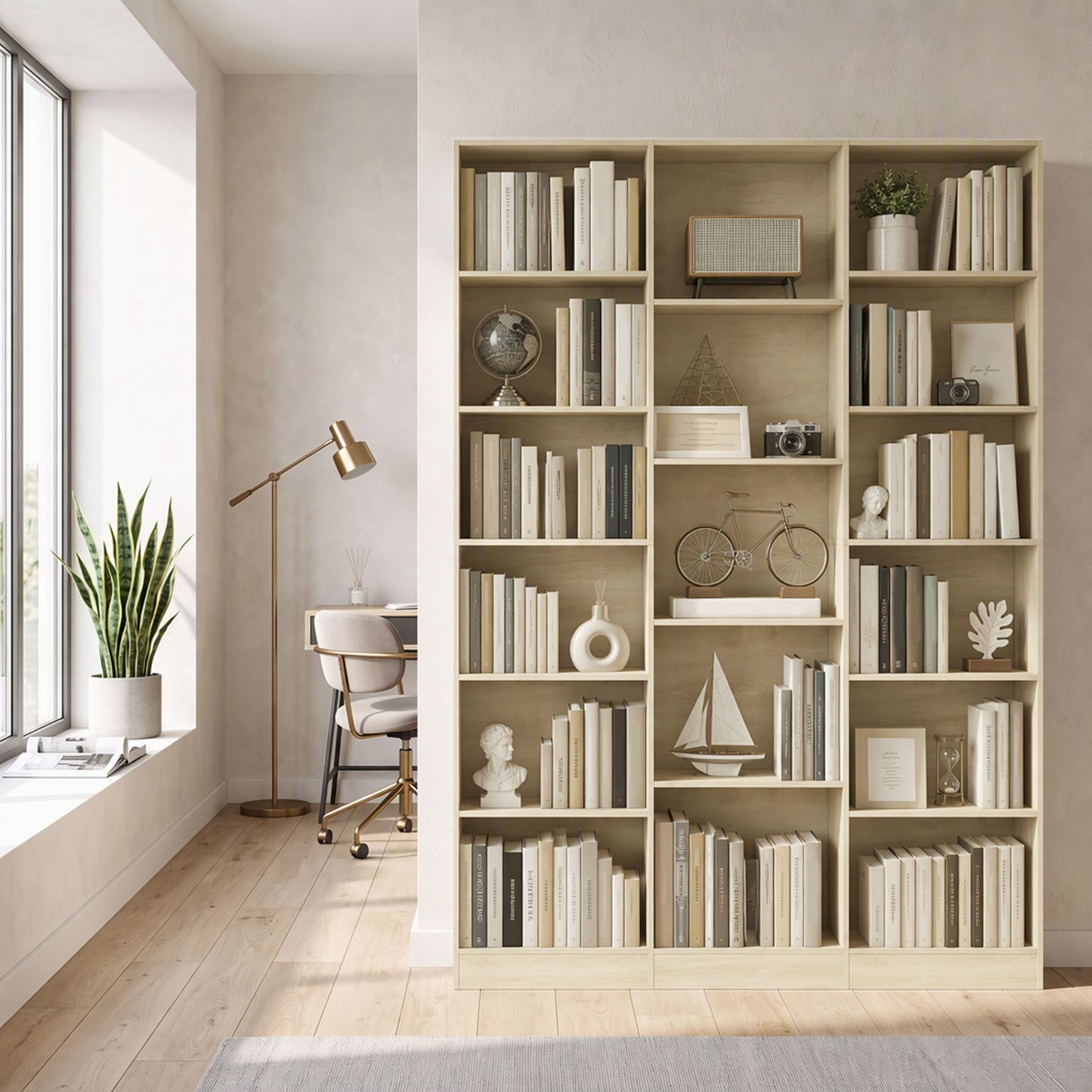 HOMCOM Bookcase with Open Storage, 6-Tier Bookshelf with Anti-Tipping Hardware, Oak