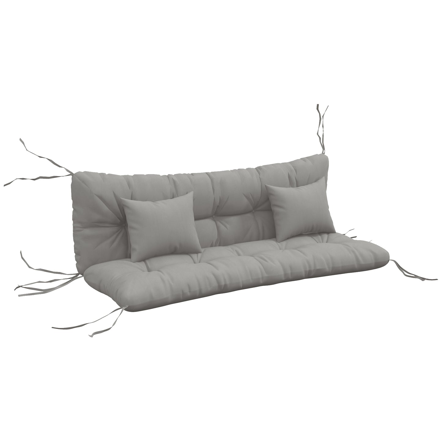 Outsunny Back and Seat Cushion Replacement with 2 Pillows, Patio Chair Cushions Set with Ties, Light Grey Default Title