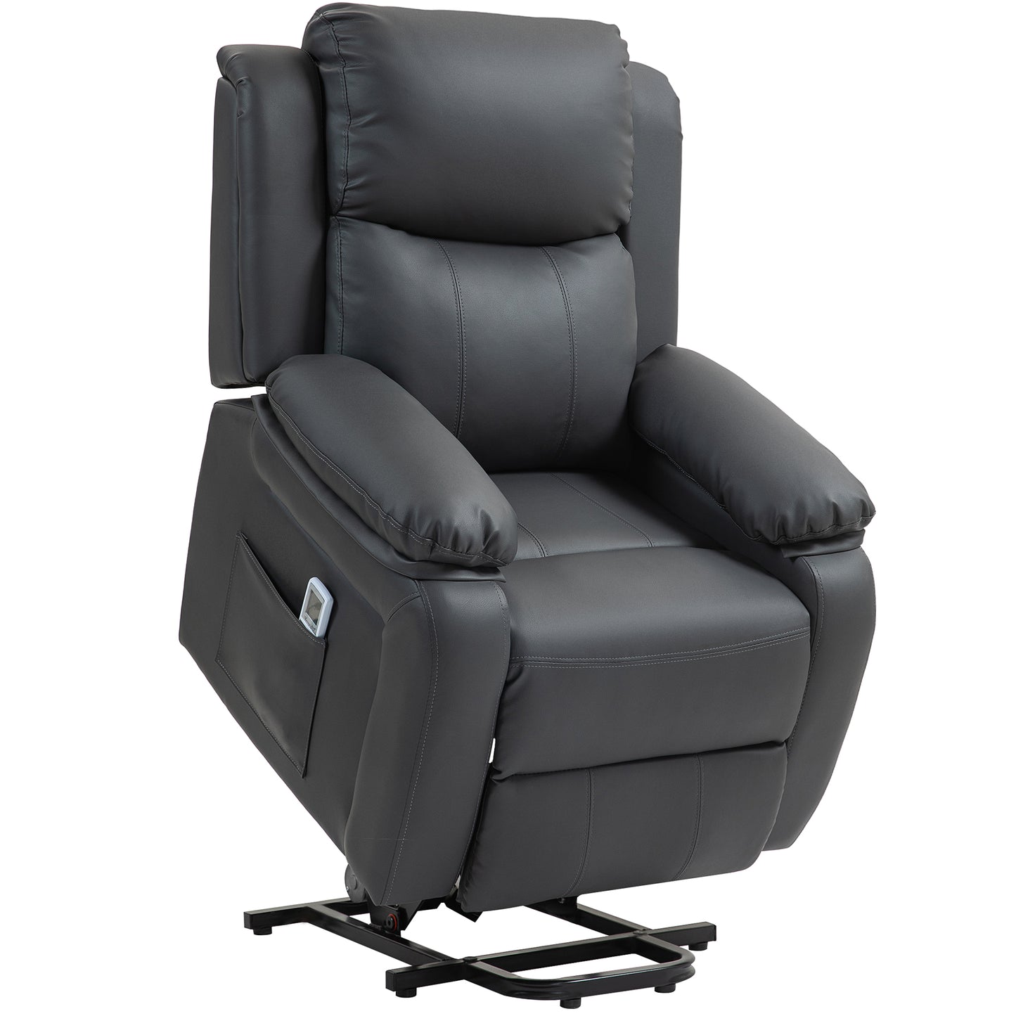 HOMCOM Riser and Recliner Chair with Vibration Massage, PU Leather Power Lift Chair for Elderly, Dark Grey