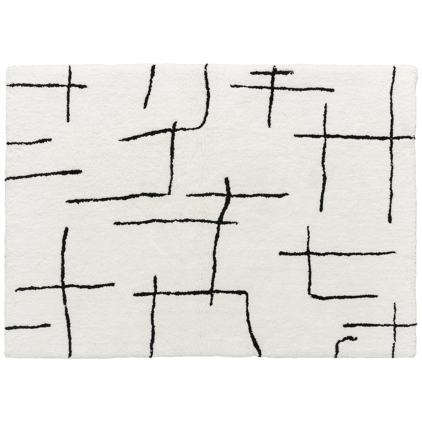 HOMCOM Modern Fluffy Area Rug, Geometric Pattern Washable Rug, Soft High Pile Floor Carpet for Living Room, Bedroom, Dining Room, Home Office, 170 x 120 cm, Cream Default Title