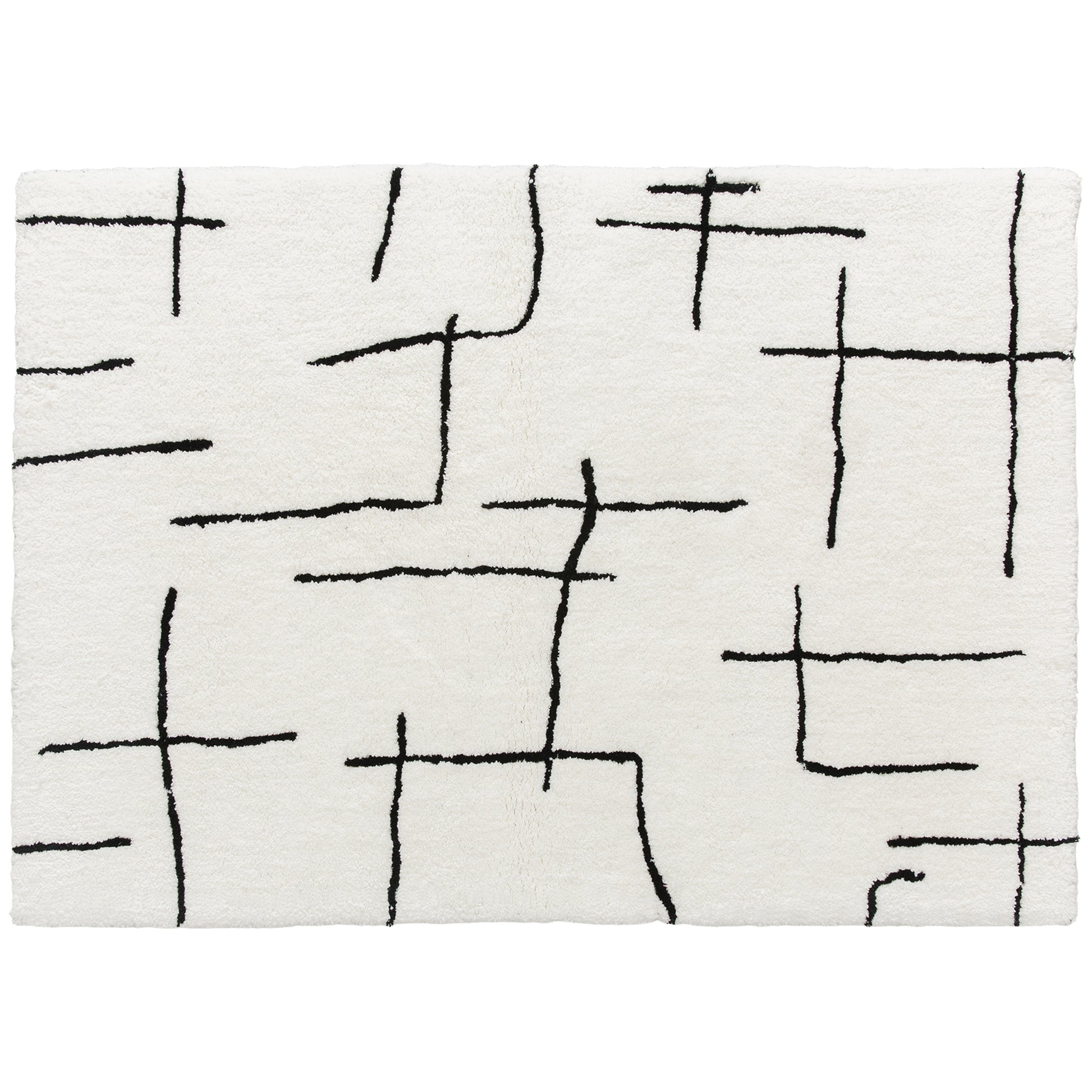 HOMCOM Modern Fluffy Area Rug, Geometric Pattern Washable Rug, Soft High Pile Floor Carpet for Living Room, Bedroom, Dining Room, Home Office, 170 x 120 cm, Cream Default Title