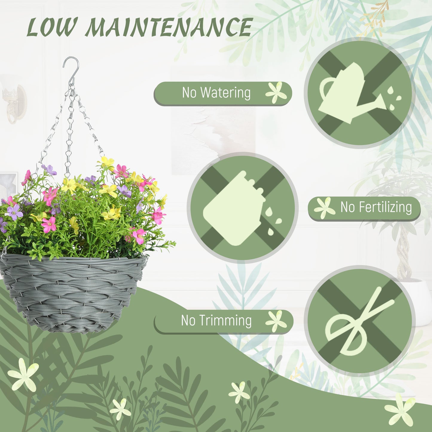 HOMCOM Set of 2 Artificial Hanging Cosmos Flowers - Multi-Colored