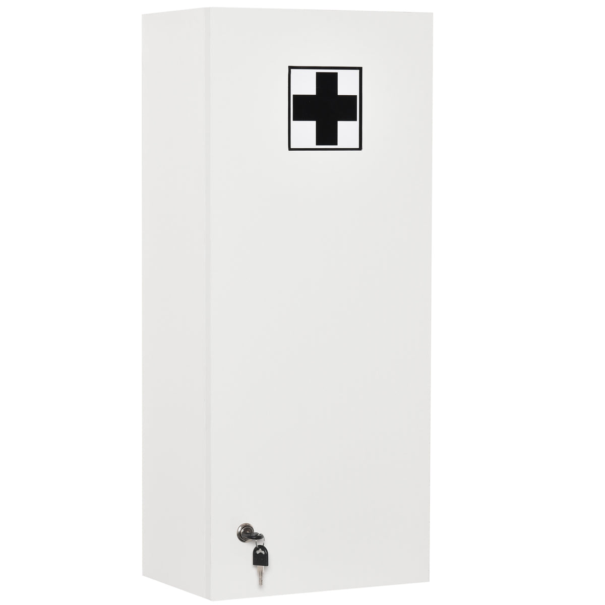 kleankin Wall Mounted Medicine Cabinet, First Aid Cabinet with Adjustable Shelves, Lockable with 2 Keys, White