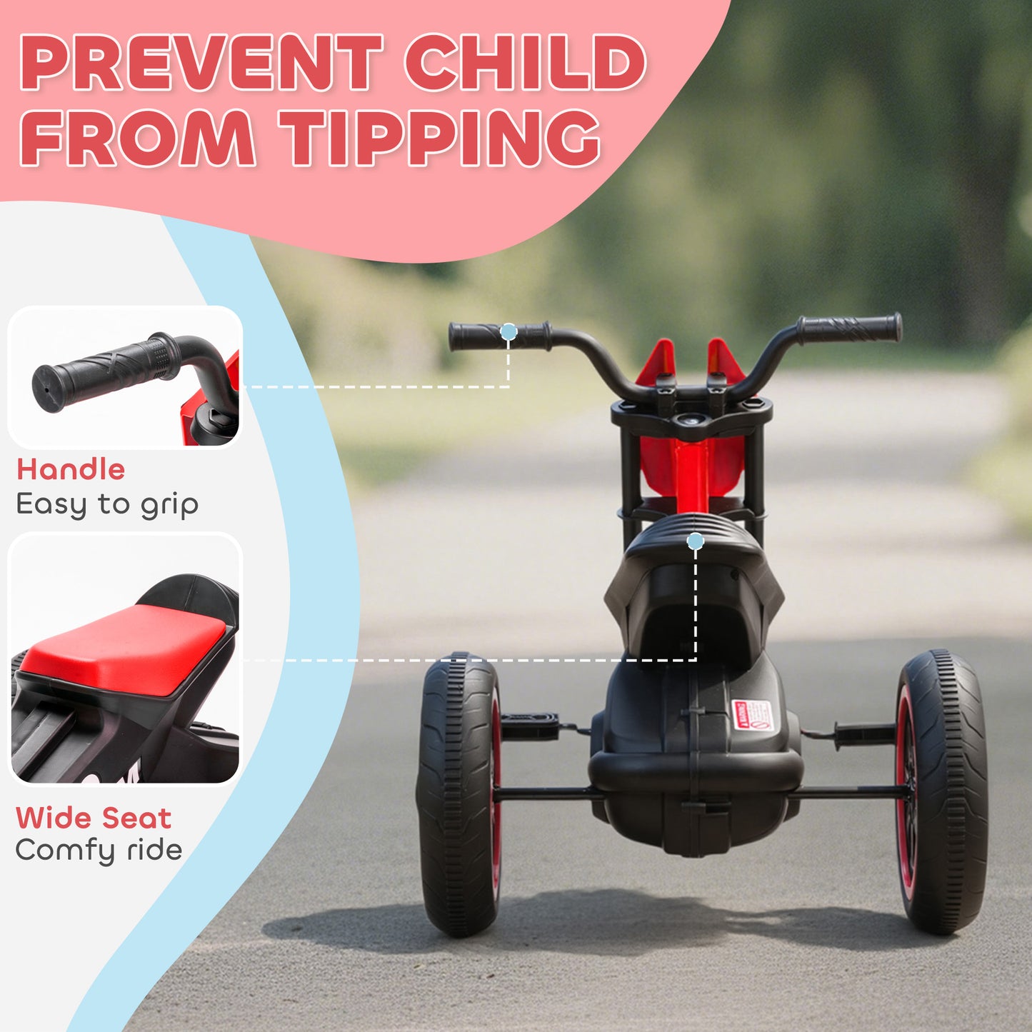 AIYAPLAY Kids Tricycle Baby Trike, Kids Trike with Pedal, 3 Wheel Toddler Balance Bike for Indoor Outdoor Use, Red