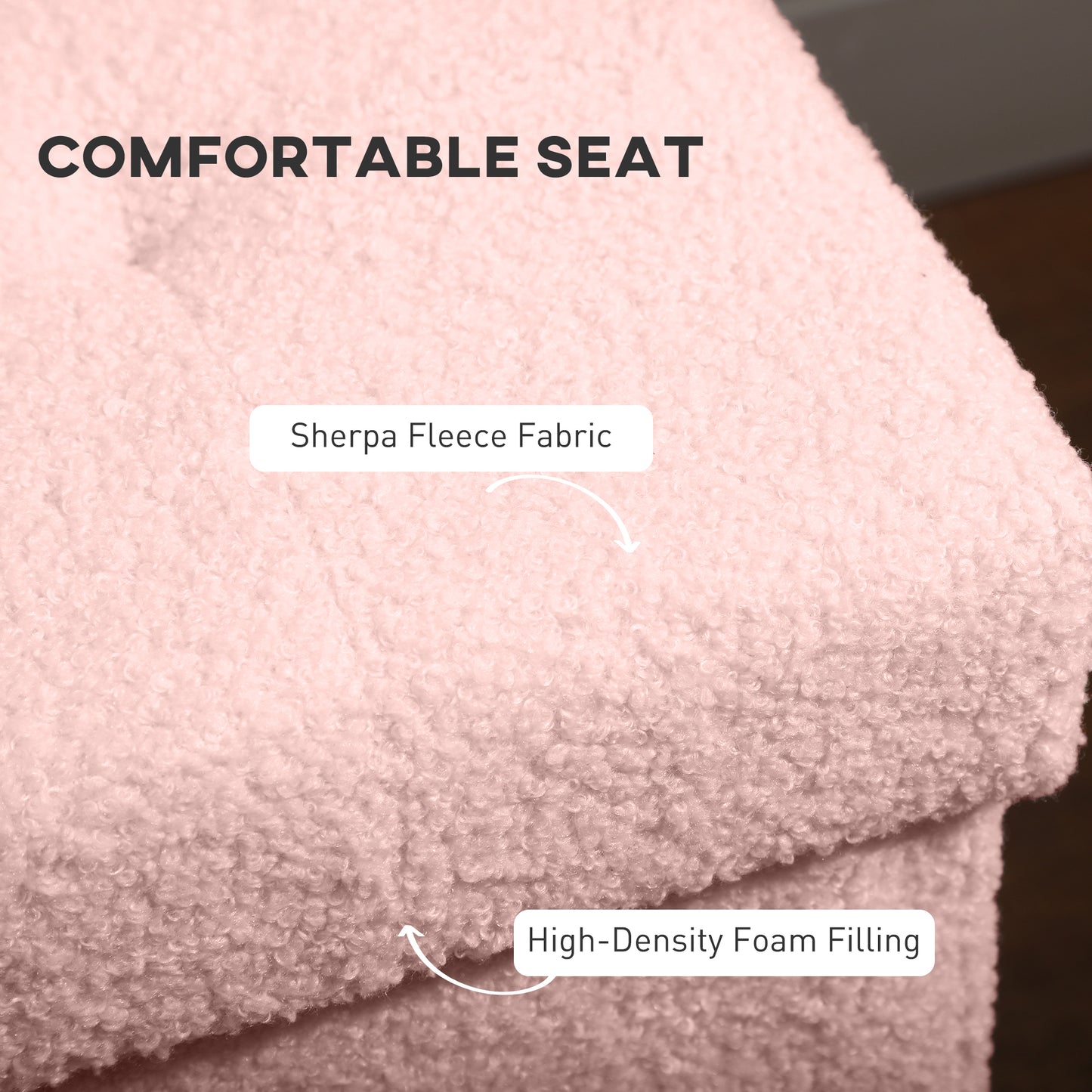 HOMCOM Foldable Sherpa Fleece Storage Ottoman - Pink