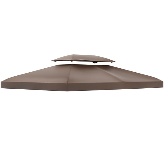Outsunny 3x4m Gazebo Replacement Roof Canopy 2 Tier Top UV Cover Garden Patio Outdoor Sun Awning Shelters, Brown (TOP COVER ONLY)