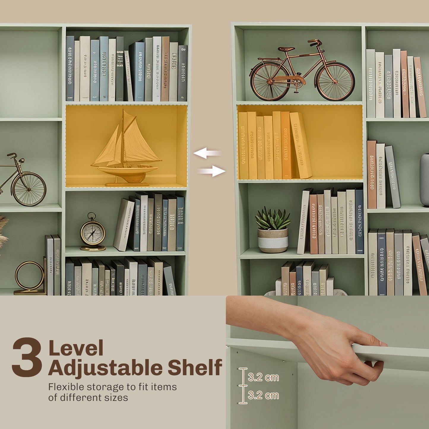 HOMCOM Bookcase with Open Storage, 6-Tier Bookshelf with Anti-Tipping Hardware, Light Green