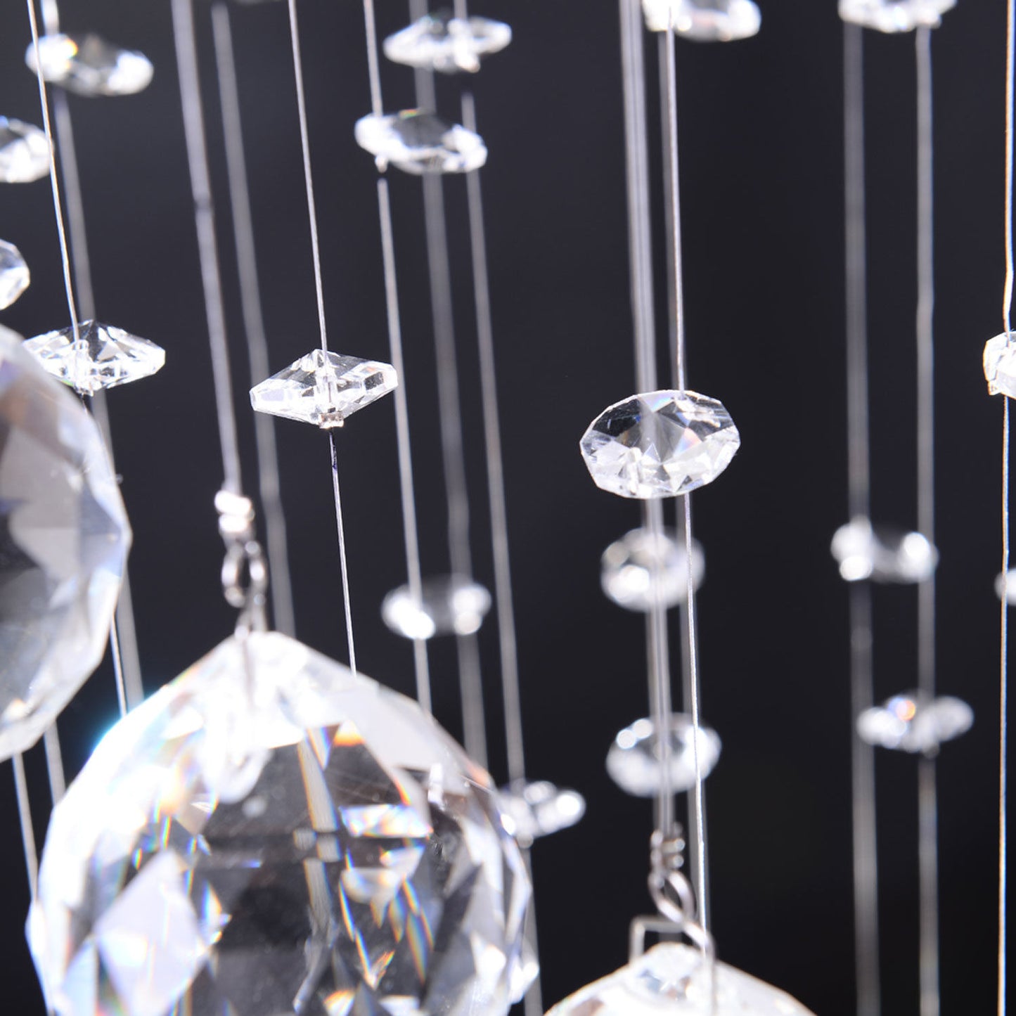 HOMCOM Modern Crystal Chandelier Ceiling Light Pendant Lamp Chrome Finish Glass Droplets New, Ð¤30 x 120cm