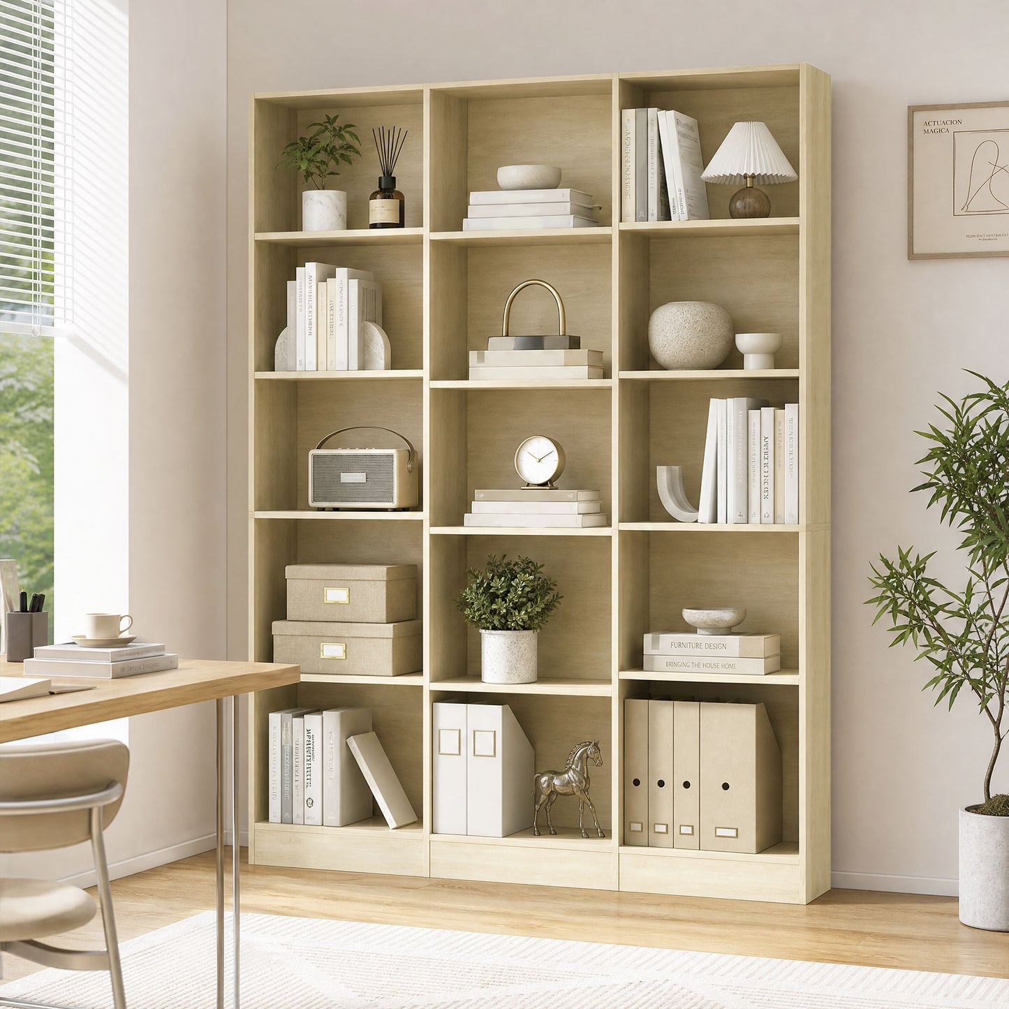 HOMCOM Bookcase with Open Storage, 6-Tier Bookshelf with Anti-Tipping Hardware, Oak