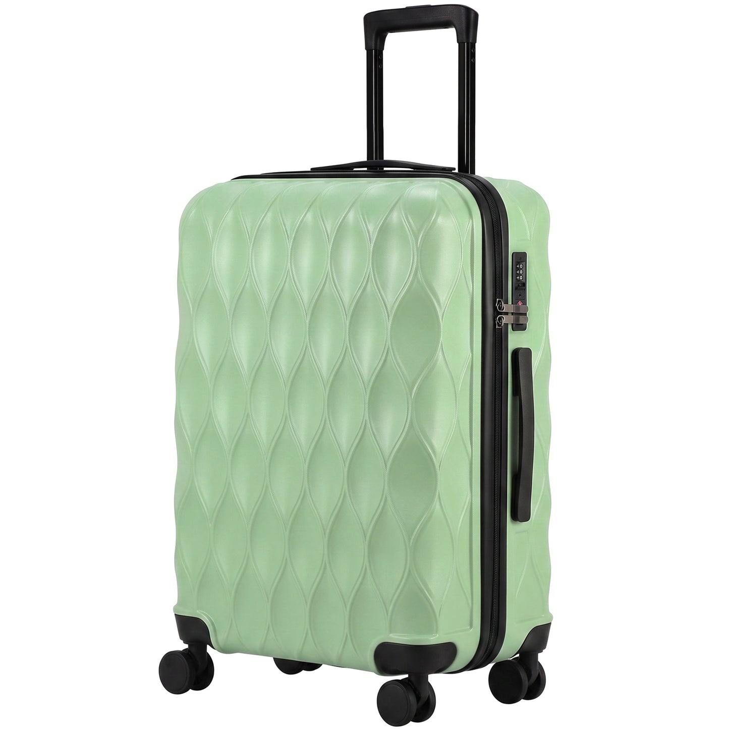HOMCOM 65cm 64L Suitcase, Lightweight ABS Hard Shell Carry On Luggage with TSA Lock, Spinner Wheels, Telescopic Handle, Green