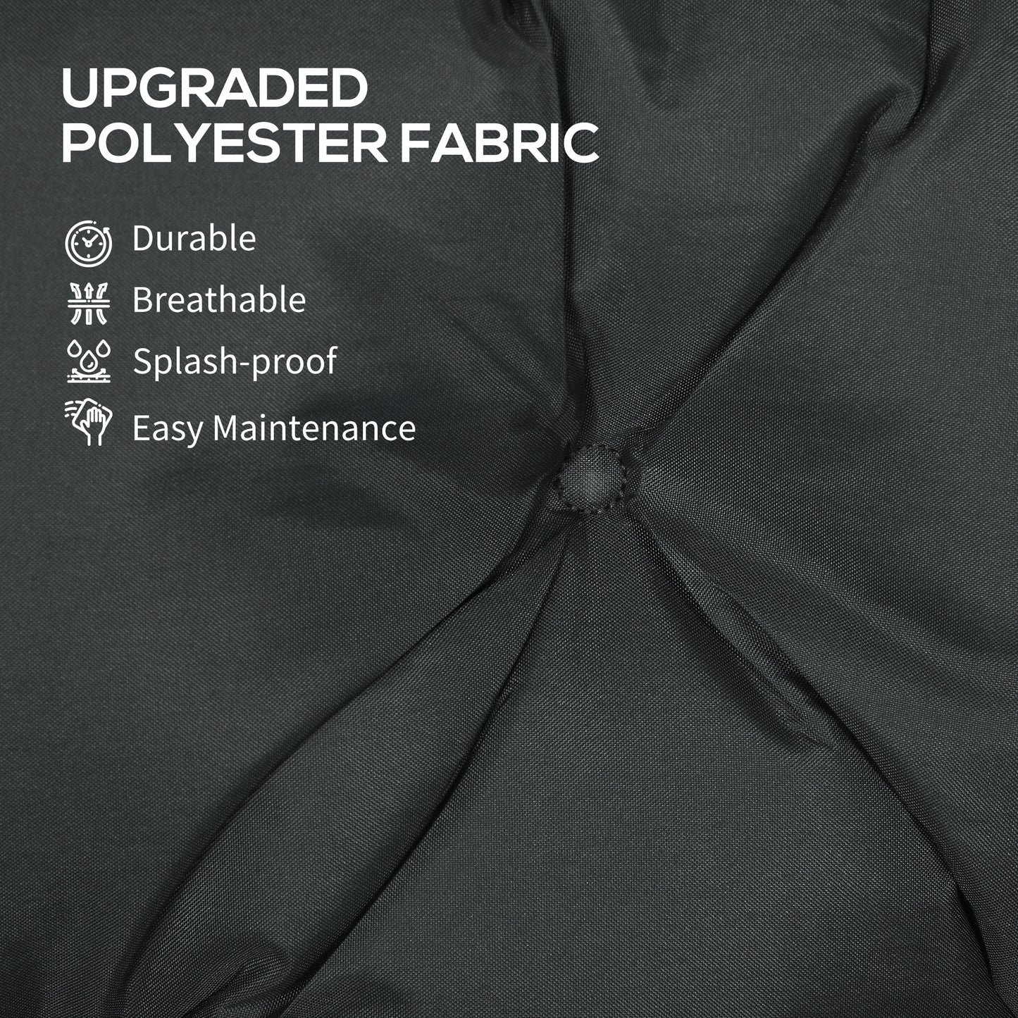 Outsunny 3 Seater Bench Pad, Garden Chair Cushion with Back and Ties for Indoor and Outdoor Use, 98 x 150 cm, Black