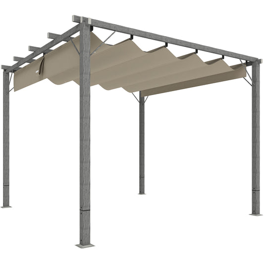 Outsunny 3 x 3 m Retractable Roof Pergola - Grey