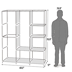71" Portable Closet Wardrobe Clothes Rack Storage Organizer with Shelf Gray