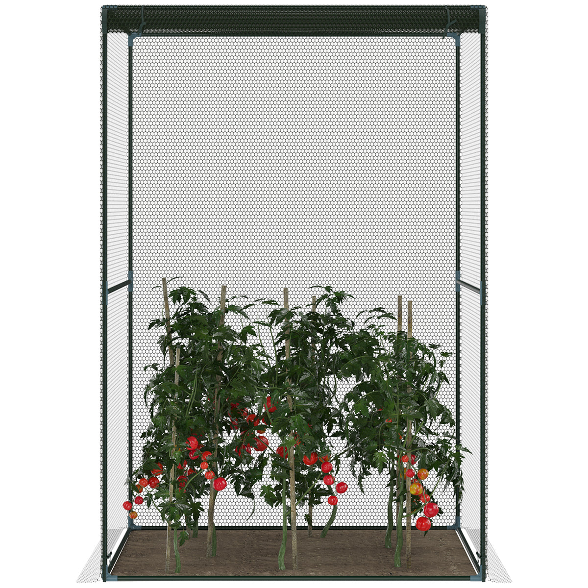 Outsunny 120 x 120cm Compact Plant Cage, with Netting - Green