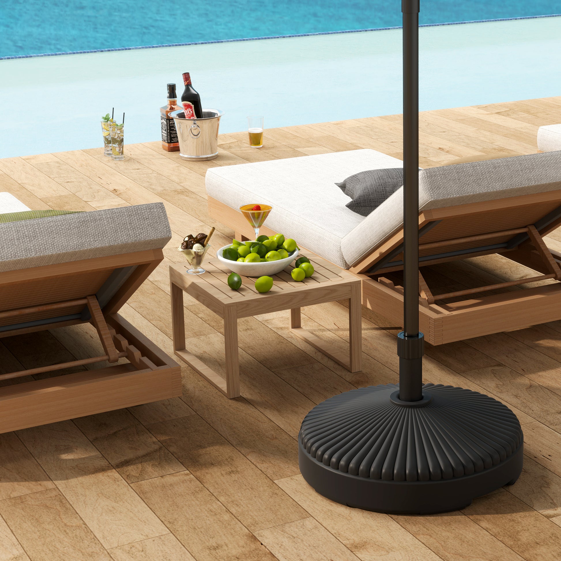 Outsunny Garden Parasol Base Holder, 28kg Sand Filled, 23kg Water Filled, Sun Umbrella Base, Î¦55 x 30H cm Black