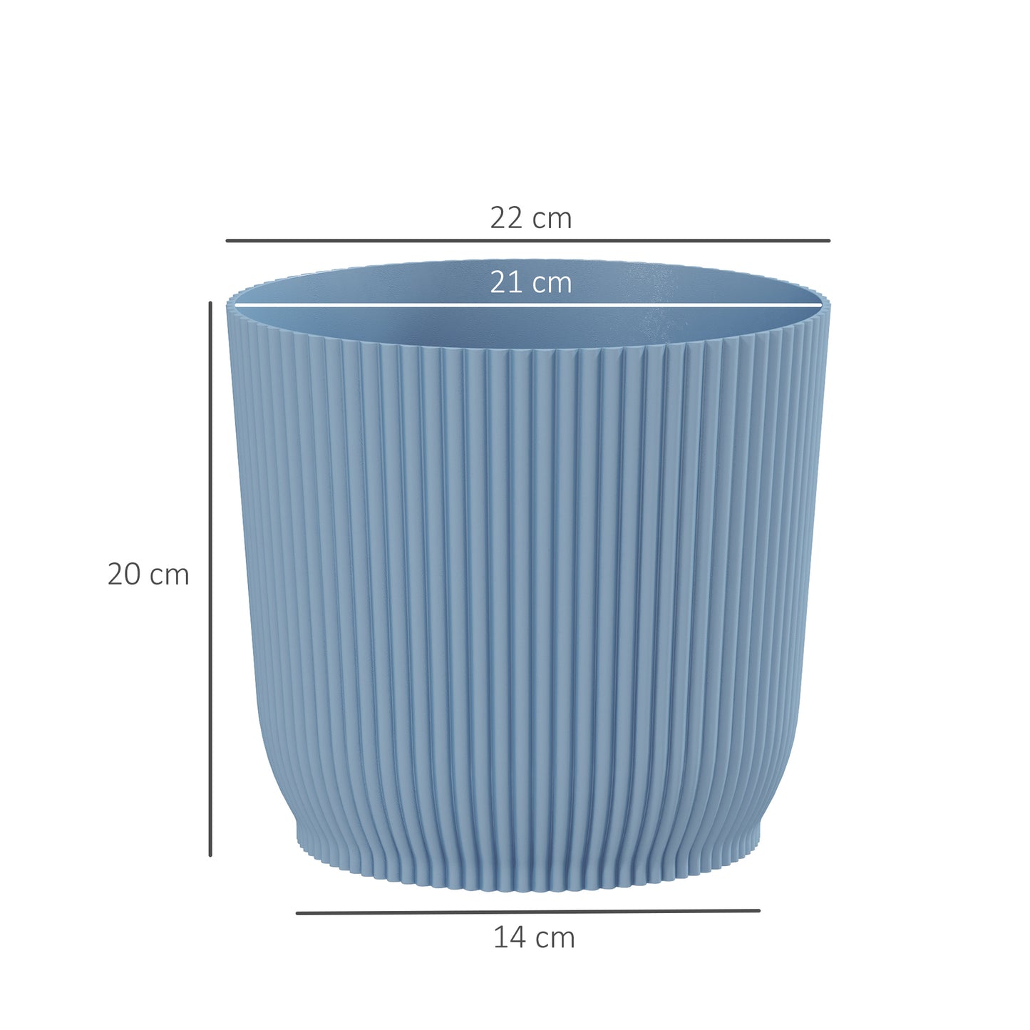 Outsunny Set of Three Ð¤22cm Planters - Blue