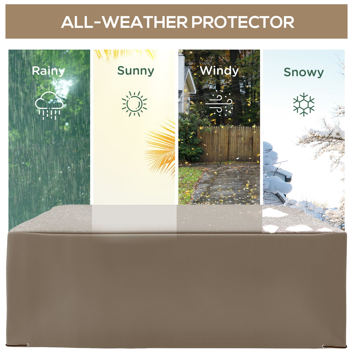 Outsunny 600D Oxford Patio Garden Furniture Dining Table Chair Set Cover Water Protector Waterproof Anti-UV â€“ Beige