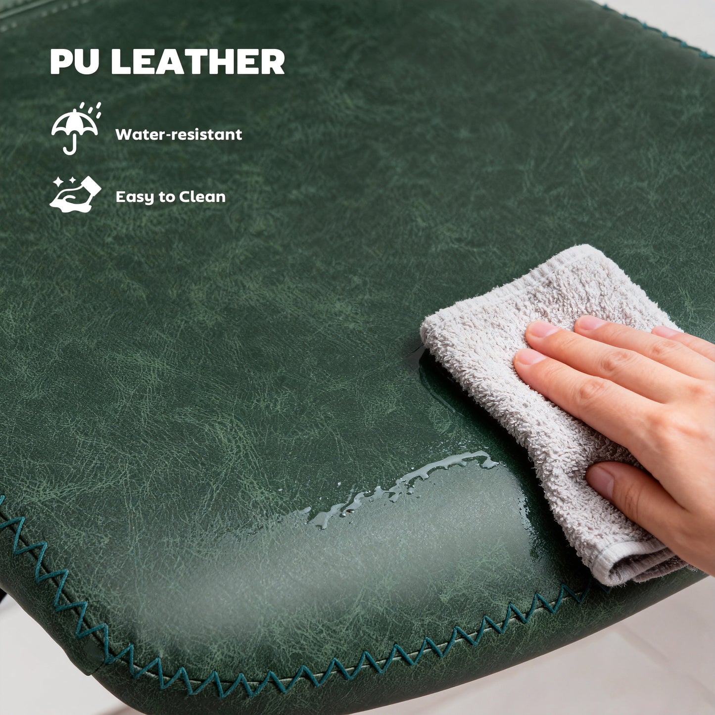 HOMCOM Bar Stools Set of 2, PU Leather Barstools with Backrest and Footrest for Kitchen, Counter, Breakfast Bar, Green