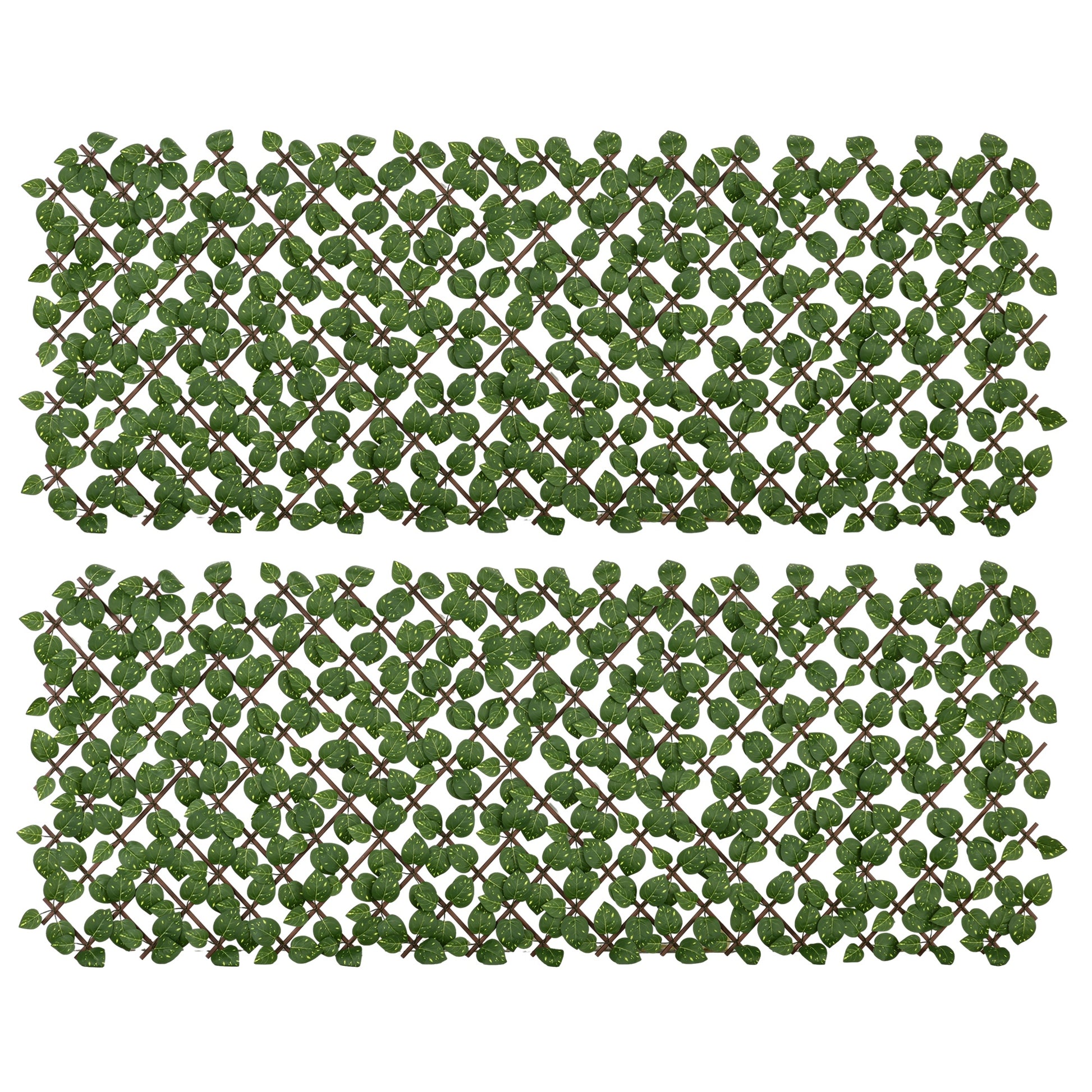 Outsunny Set of 2 Expandable Artificial Trellis Hedges â€“ Realistic Leaf Privacy Screen, 2 x 1 m Default Title