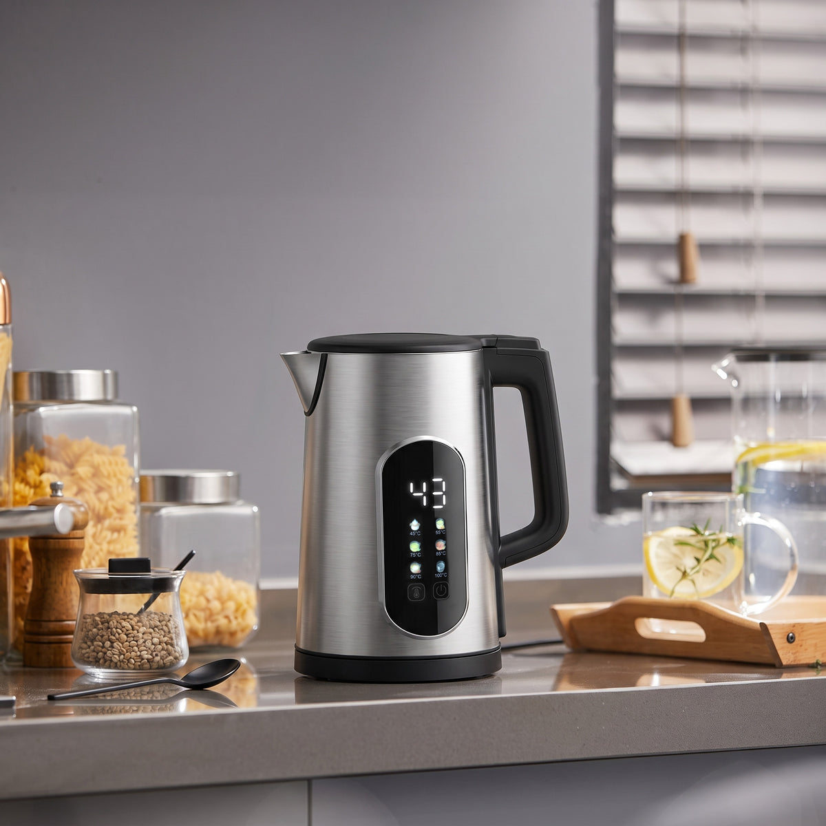 HOMCOM 1.5L Electric Kettle, 3000W Fast Boil Water Kettle with LED Touch Control, Strix Thermostat, Keep Warm Function