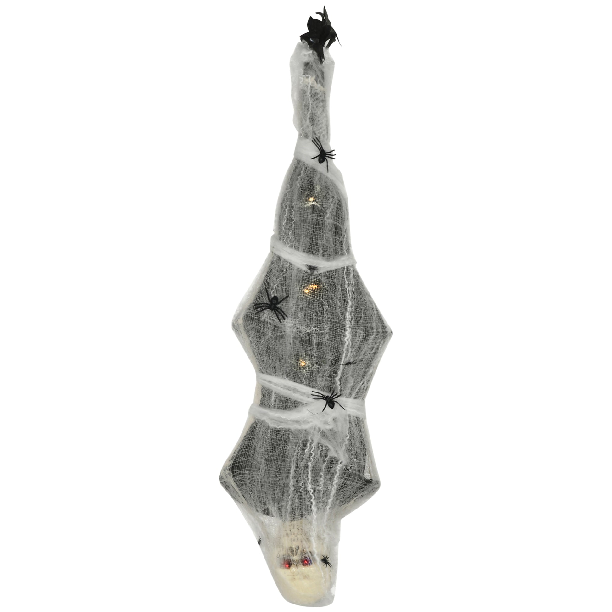 HOMCOM 4.7ft Life Size Outdoor Halloween Decoration Hanging Mummy with Spider Web, Animated Prop Decor with Sound and Motion Activated, Light Up Eyes, Howling Sound, Posable Arms, Moving Body Default Title