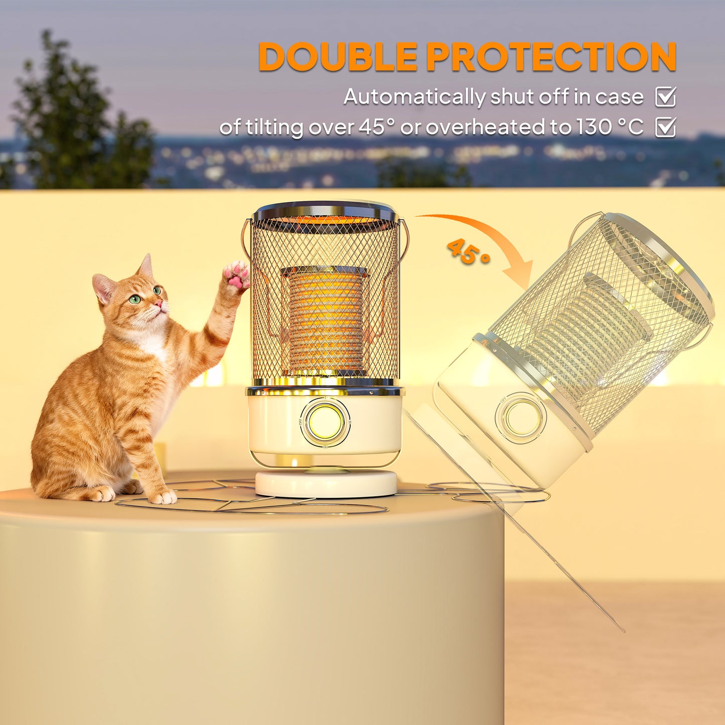 Outsunny 2000W Patio Electric Heater with 10-20 Coverage, Separation Coil, Freestanding Outdoor Infrared Heater with Tip-Over Protection, Overheat Protection, Handle for Indoor and Outdoor Use, White