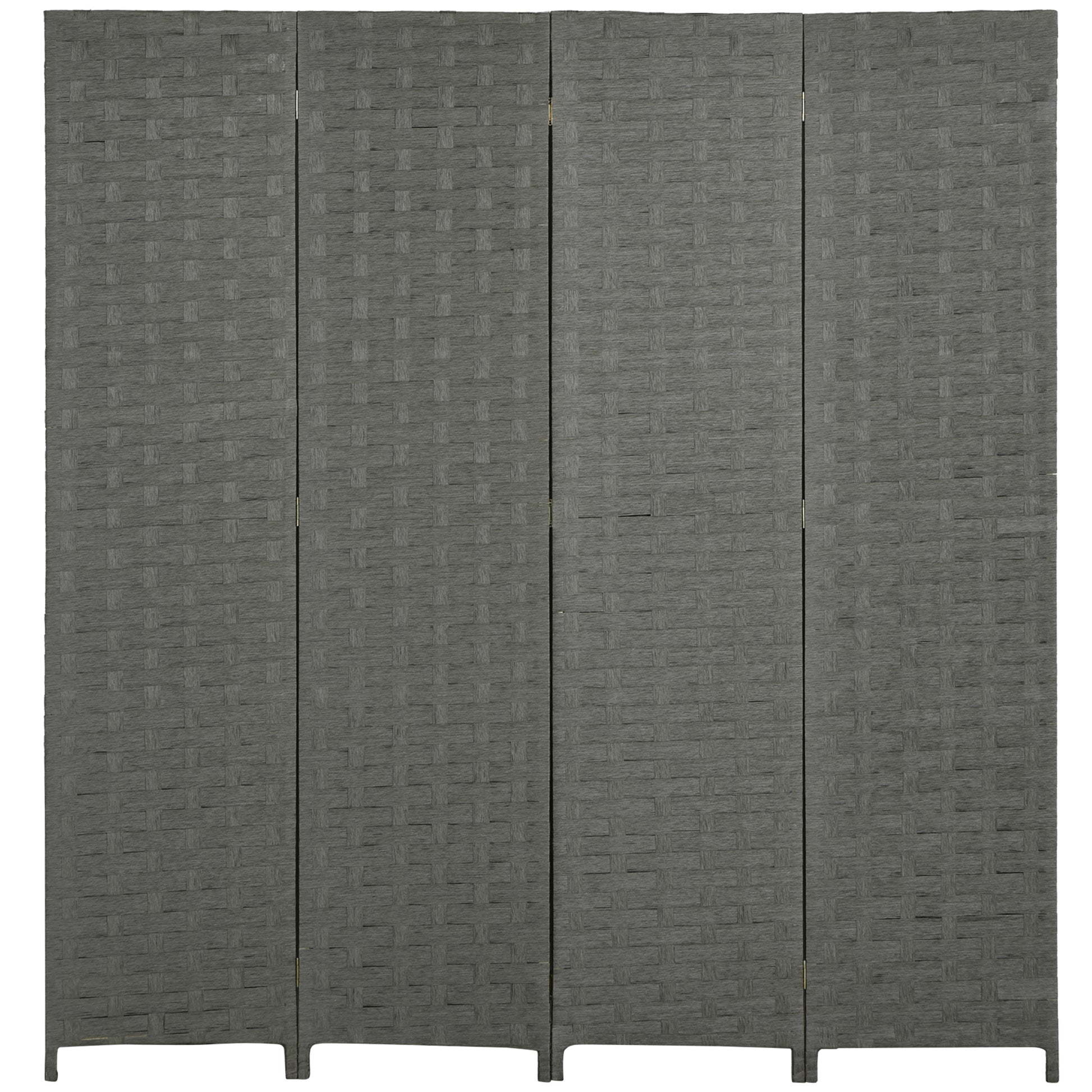 HOMCOM 4-Panel Room Dividers, Wave Fibre Freestanding Folding Privacy Screen Panels, Partition Wall Divider for Indoor Bedroom Office, 170Â cm, Grey