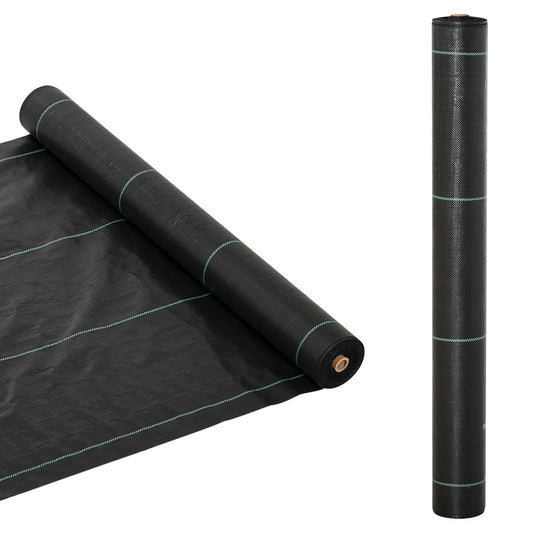 Outsunny 1m x 50m Weed Control Membrane, Heavy Duty Weed Control Barrier Fabric, 100gsm Ground Cover for Patios, Garden