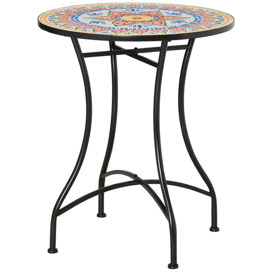 Outsunny Î¦60cm Mosaic Outdoor Patio Table - Red