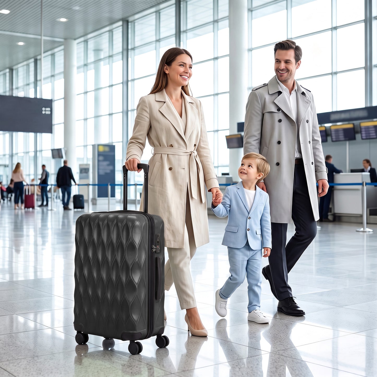 HOMCOM 65cm 64L Suitcase, Lightweight ABS Hard Shell Carry On Luggage with TSA Lock, Spinner Wheels, Telescopic Handle, Black